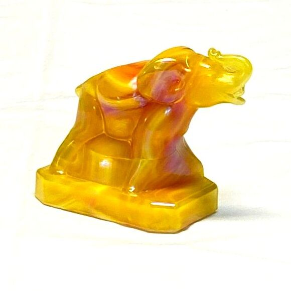 Boyd Art Glass Zack the Elephant Figure Slag Glass Sunkiste Carnival Iridescent - Picture 2 of 9